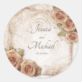 Adesivo Redondo Casamento de Rosas de cor suave