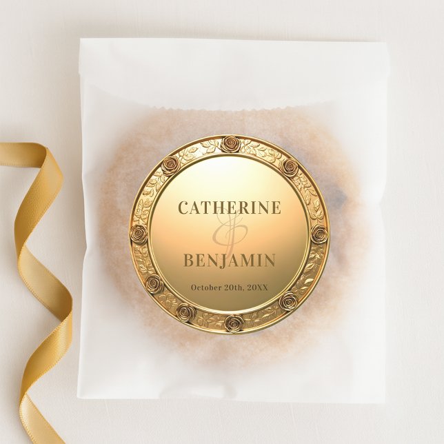 Adesivo Redondo Casamento de Rosas Dourados e Xingados Opulentos (Criador carregado)