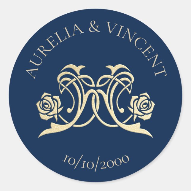 Adesivo Redondo Casamento de Rosas Reais Medieval (Frente)