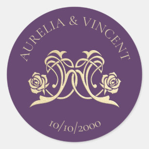 Adesivo Redondo Casamento de Rosas Reais Medieval