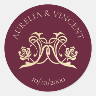 Adesivo Redondo Casamento de Rosas Reais Medieval