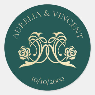 Adesivo Redondo Casamento de Rosas Reais Medieval