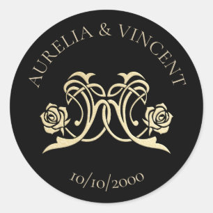 Adesivo Redondo Casamento de Rosas Reais Medieval