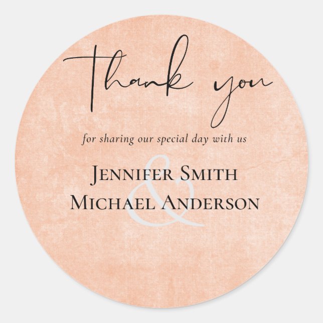 Adesivo Redondo Casamento de Script Amarelo - Laranja - BUDGET (Frente)