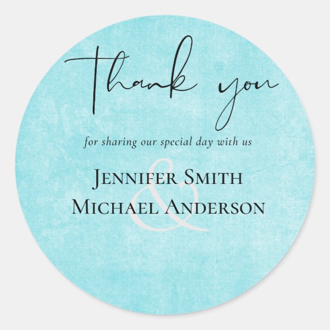 Adesivo Redondo Casamento de Script Amarelo Turquesa do ORÇAMENTO (Frente)