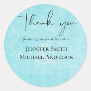 Adesivo Redondo Casamento de Script Amarelo Turquesa do ORÇAMENTO