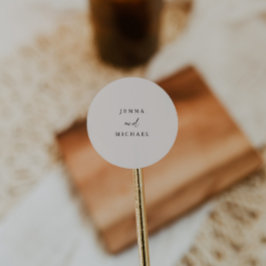 Adesivo Redondo Casamento de Script de Cerca de Luz Elegante