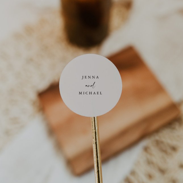 Adesivo Redondo Casamento de Script de Cerca de Luz Elegante (Criador carregado)