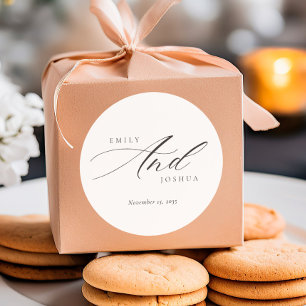 Adesivo Redondo Casamento de Script Elegante Moderno