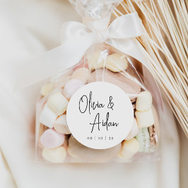 Adesivo Redondo Casamento de Script Manuscrito Preto e Branco Mode