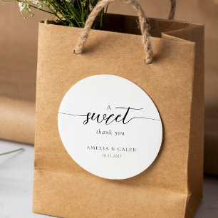 Adesivo Redondo Casamento de Script Minimalista Moderno