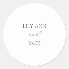 Adesivo Redondo Casamento de Script Simples de Na moda Branco Mono
