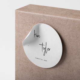 Adesivo Redondo Casamento de simples nomes modernos minimalista