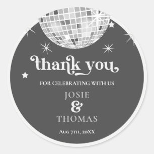 Adesivo Redondo Casamento de Spiders e Bola de Disco Retro Hallowe