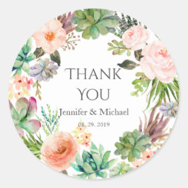 Adesivo Redondo Casamento de Suculentos Cactus Vermelhos-Vermelhos