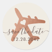 Casamento de Tema de Viagem de Cobre Salve a Data