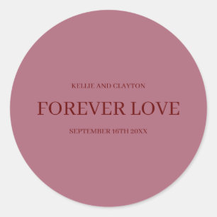 Adesivo Redondo Casamento de Tipo Moderno Borgonha