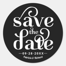 Adesivo Redondo Casamento de Tipografia Moderna Salvar a Data