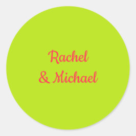 Adesivo Redondo Casamento de Trendy Rosa e Verde