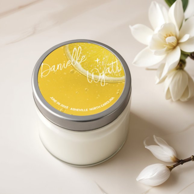 Adesivo Redondo Casamento de Verão italiano moderno (Criador carregado)