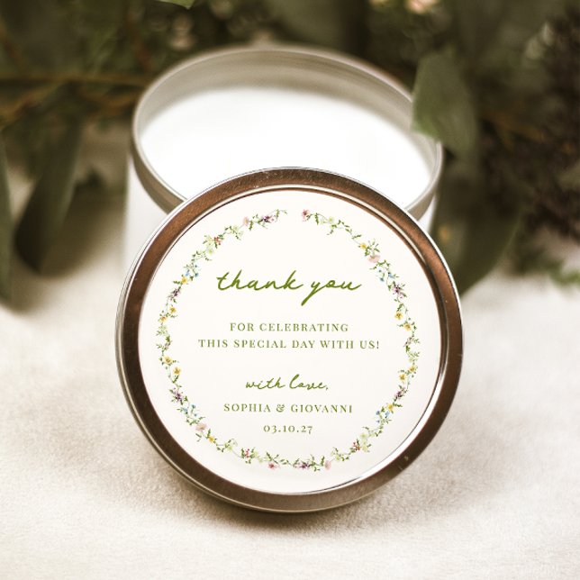 Adesivo Redondo Casamento de VerONA Wildflower Wreath (Criador carregado)