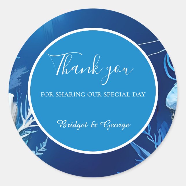 Adesivo Redondo casamento de vibe na costa azul (Frente)