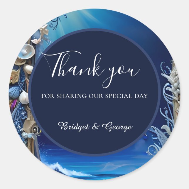 Adesivo Redondo casamento de vibe na costa azul (Frente)