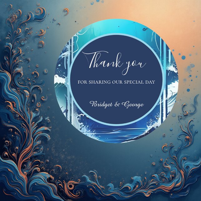 Adesivo Redondo casamento de vibe na costa azul (Criador carregado)