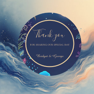 Adesivo Redondo casamento de vibe na costa azul