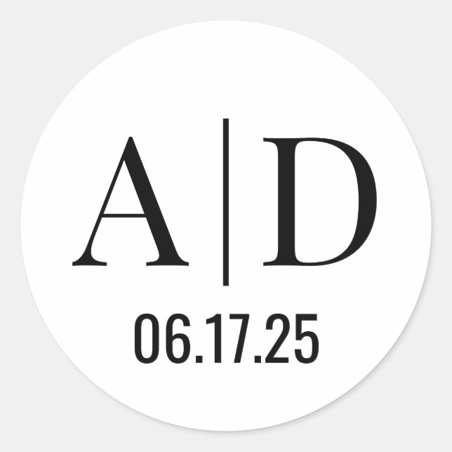 Adesivo Redondo Casamento de Vinhetas de Monograma de Casamento (Frente)