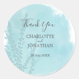 Adesivo Redondo Casamento de Wash com Aqua Blue Botanical