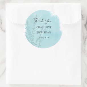 Adesivo Redondo Casamento de Wash com Aqua Blue Botanical