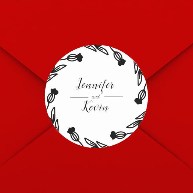 Adesivo Redondo Casamento Decorativo Russo de Flor Selvagem Elegan (Criador carregado)