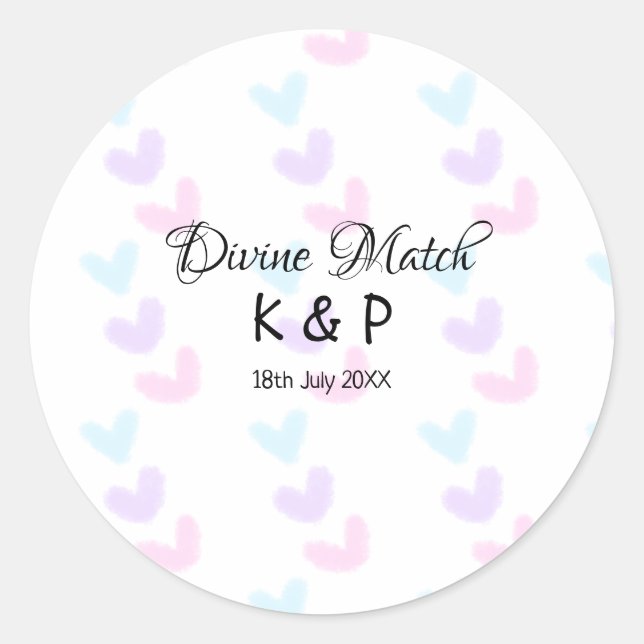 Adesivo Redondo Casamento divino adicionar nome do casal letra pad (Frente)