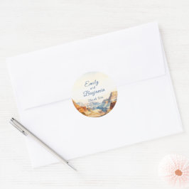 Adesivo Redondo Casamento do Deserto do Canyon Aquarela Obrigado