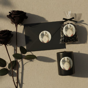 Adesivo Redondo Casamento do gótico Zombie Halloween