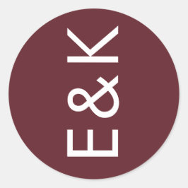 Adesivo Redondo Casamento do Grande Monograma do Burgundy Maroon M