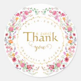 Adesivo Redondo Casamento do Jardim de Primavera do Elegante Wildf