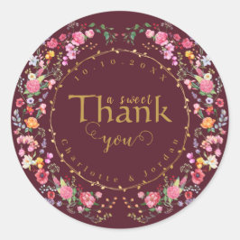 Adesivo Redondo Casamento do Jardim de Primavera do Elegante Wildf