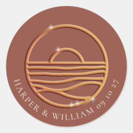 Adesivo Redondo casamento do logotipo ouro