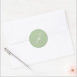 Adesivo Redondo Casamento do Monograma do Script Verde Elegante Sa<br><div class="desc">Vinhetas de casamento elegantes com um design clássico com seu monograma em letra de script.</div>