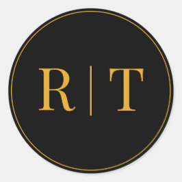 Adesivo Redondo Casamento do Monograma Negro Gloden