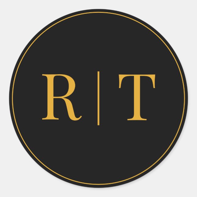 Adesivo Redondo Casamento do Monograma Negro Gloden (Frente)