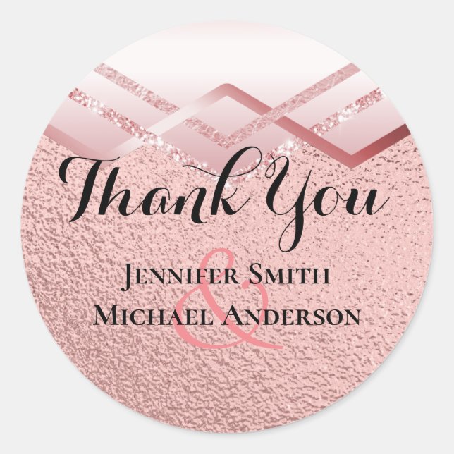 Adesivo Redondo Casamento do Orçamento da Tendência Dourada Modern (Frente)