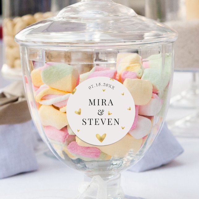 Adesivo Redondo casamento do ouro elegante (Criador carregado)