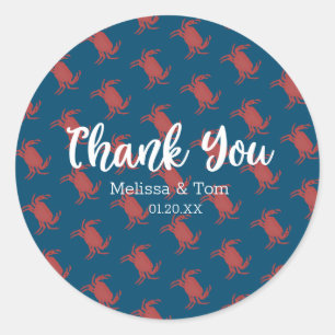 Adesivo Redondo Casamento Do Padrão Vermelho Azul Do Caranguejo Br