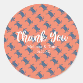 Adesivo Redondo Casamento Do Padrão Vermelho Azul Do Caranguejo Br