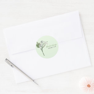 Adesivo Redondo Casamento dos Lírios Brancos Modernos Elegantes