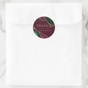 Adesivo Redondo Casamento Dourado Agate Burgundy, Verde-Esmeralda 