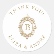 Casamento Dourado Antiquado Monograma Crest